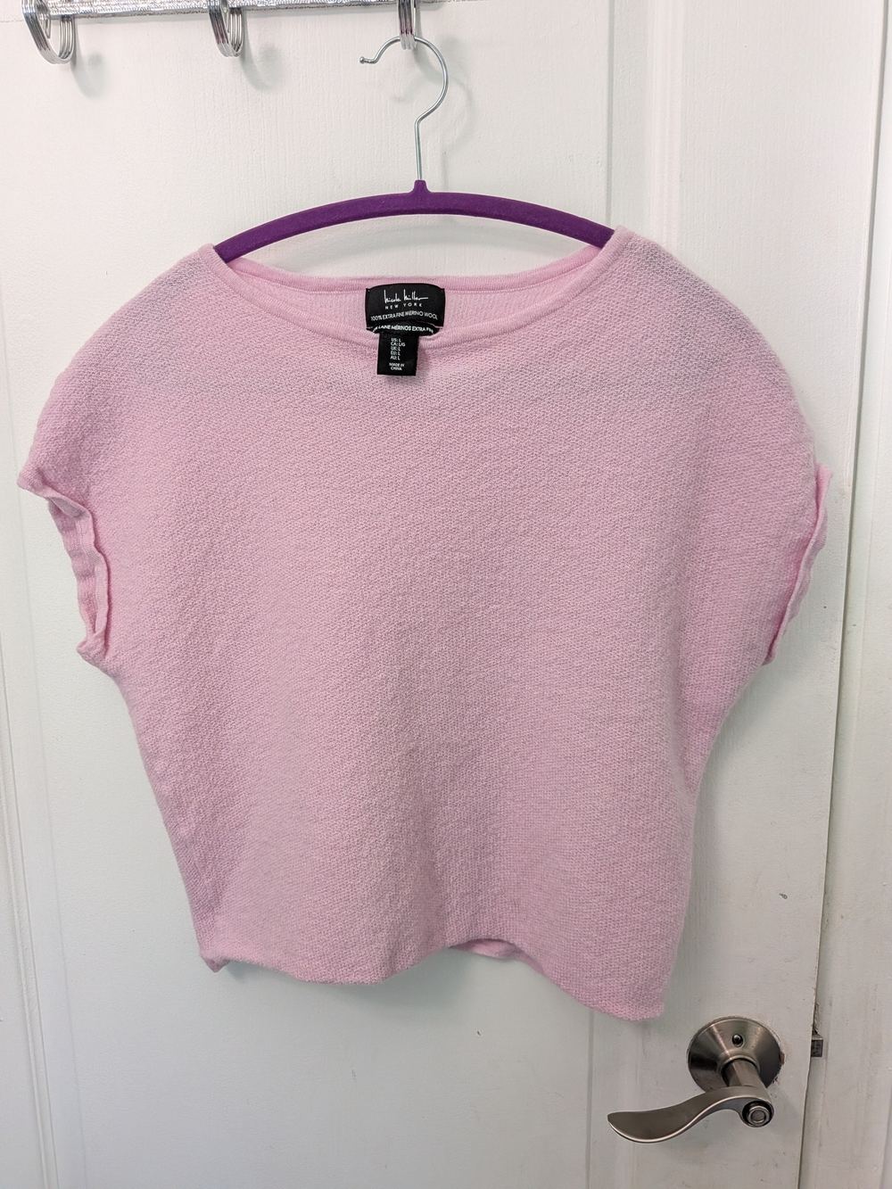 Nicole Miller Petite Pink Short-Sleeve Sweater Top - Picture 3 of 5